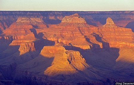 Arizona, Grand Canyon, United States, evening light, rocks, sandstone, south rim, USA, Vereinigte Staten, AZ