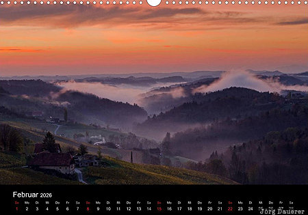 Sulztal, Styria, Austria, calendar, February, Steiermark, Österreich