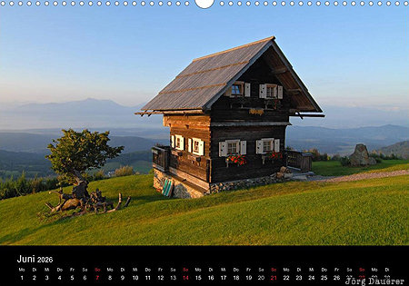 Hut, Magdalensberg, Carinthia, Austria, calendar, June, Kärnten