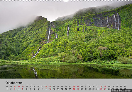 Poço Ribeira do Ferreiro, Flores, Azores, Azoren, Portugal, calendar, October