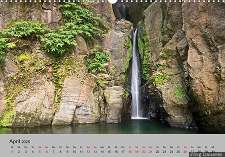 Salto do Cabrito, São Miguel, waterfall, Azores, Azoren, Portugal, calendar