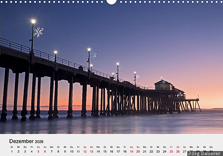 Huntington Beach, Orange County, California, USA, calendar, December, German, United States, Vereinigte Staten, Kalifornien, CA