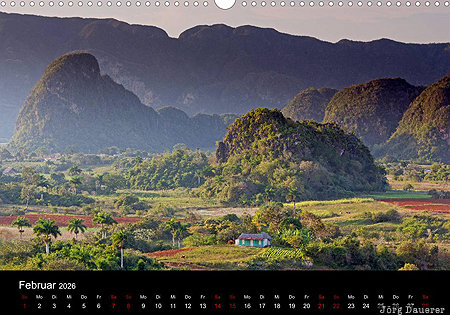 Vinales, province Pinar del Rio, cuba, Kuba, calendar, February, German, Pinar del Rio