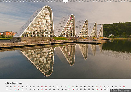 Bølgen (The Wave), Vejle, Southern Denmark, Denmark, calendar, October, German, Dänemark, Daenemark