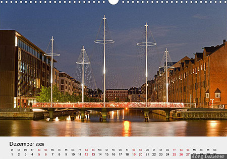 Circle Bridge, Copenhagen, Capital Region of Denmark, Denmark, calendar, December, German, Dänemark, Daenemark