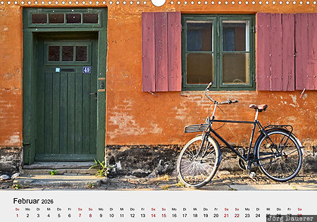 Facade in Nyboder, Copenhagen, Capital Region of Denmark, Denmark, calendar, February, German, Dänemark, Daenemark