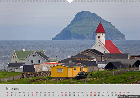 Hvalba, Suduroy, Faroe Islands, F&auml;r&ouml;er Inseln, Denmark, calendar, March, F&auml;r&ouml;er-Inseln, Faeroeer-Inseln
