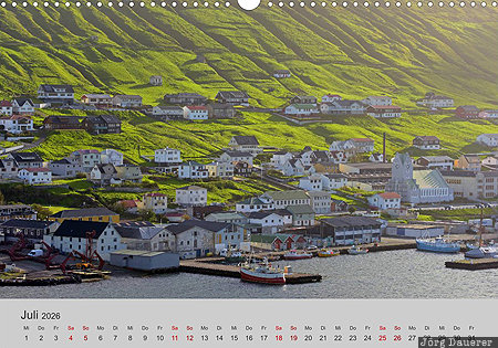 Vagur, Suduroy, Faroe Islands, F&auml;r&ouml;er Inseln, Denmark, calendar, July, F&auml;r&ouml;er-Inseln, Faeroeer-Inseln