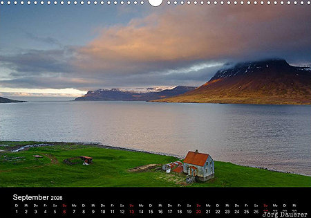 Hut, Sey&eth;isfj&ouml;r&eth;ur, Austurland, Iceland, calendar, September, Seydisfjoerdur