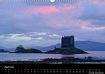 Castle Stalker, Loch Linnhe, Argyll, Scotland, calendar, April, United Kingdom, Großbritannien, Vereinigtes Königreich, Schottland, Grossbritannien, Vereinigtes Koenigreich