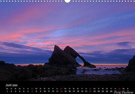 Bow Fiddle Rock, Portknockie, Moray, Scotland, calendar, June, United Kingdom, Großbritannien, Vereinigtes Königreich, Schottland, Grossbritannien, Vereinigtes Koenigreich