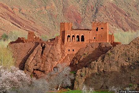 building, castle, dad&egrave;s Gorges, evening light, fortress, house, kasbah, Morocco, Marokko