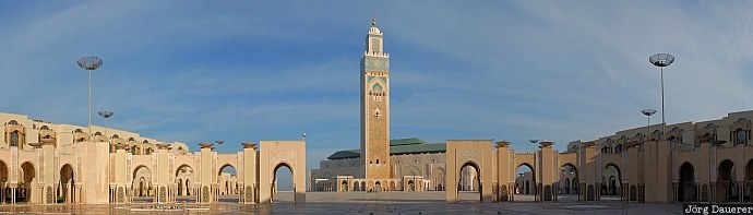 Hassan II Mosque El Hank, Grand Casablanca, Morocco, Atlantic ocean, Casablanca, coast, morning light, Marokko