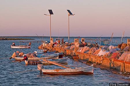 El Ataya, Sfax, Kerkennah, TUN, Tunisia, evening light, fishing Boats