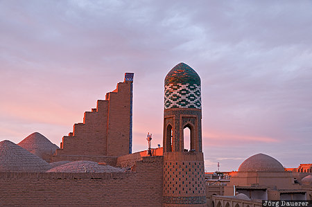 Mohammed Rakhim Khan Madrassah Provinz Xorazm, UZB, Uzbekistan, Xiva, arches, chiwa, clouds