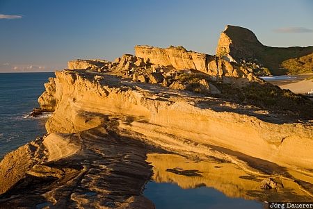 Castle Point, New Zealand, Tinui, cliffs, coast, pacific ocean, reflexion, Neuseeland