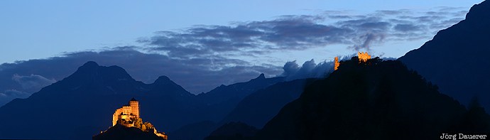 alps, blue hour, Canton du Valais, Champlan (Grimisuat), CHE, clouds, evening light, Switzerland, Schweiz