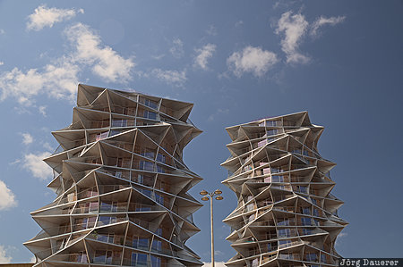 Kaktus Towers Capital Region, Denmark, DNK, Kalvebod Brygge, blue sky, clouds, Kaktus Towers, Copenhagen, Dänemark, Daenemark
