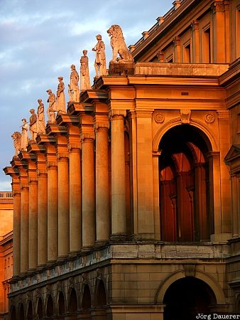 Residenz, Munich, Hofgarten, evening light, statue, column, Upper Bavaria, Germany, Bavaria, Deutschland, Bayern, M&uuml;nchen, Muenchen