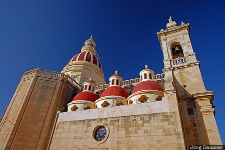 Malta, Saint Lawrence, blue sky, church, cupola, detail, dome, Gozo