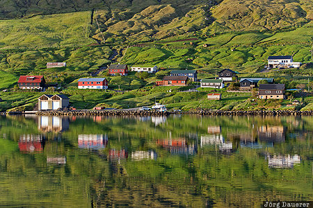 Faroe Islands, FRO, buildings, green, green meadows, houses, Kollafj&oslash;r&eth;ur, Steymoy, Signab&oslash;ur, F&auml;r&ouml;er-Inseln, Signabour, Faeroeer-Inseln